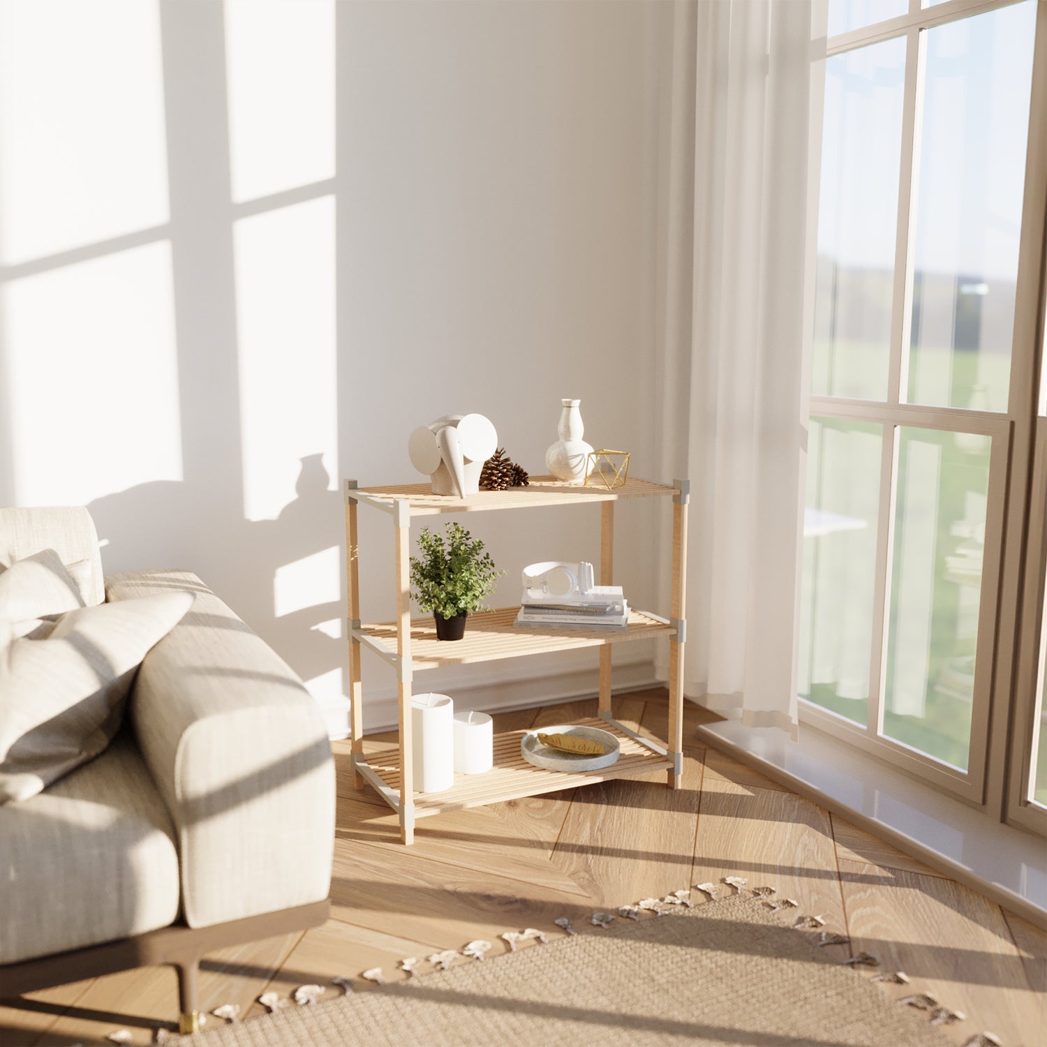 VESTIAMO CASA - Scaffale Multiuso in legno 3 ripiani FixWood - h82x66x32 cm